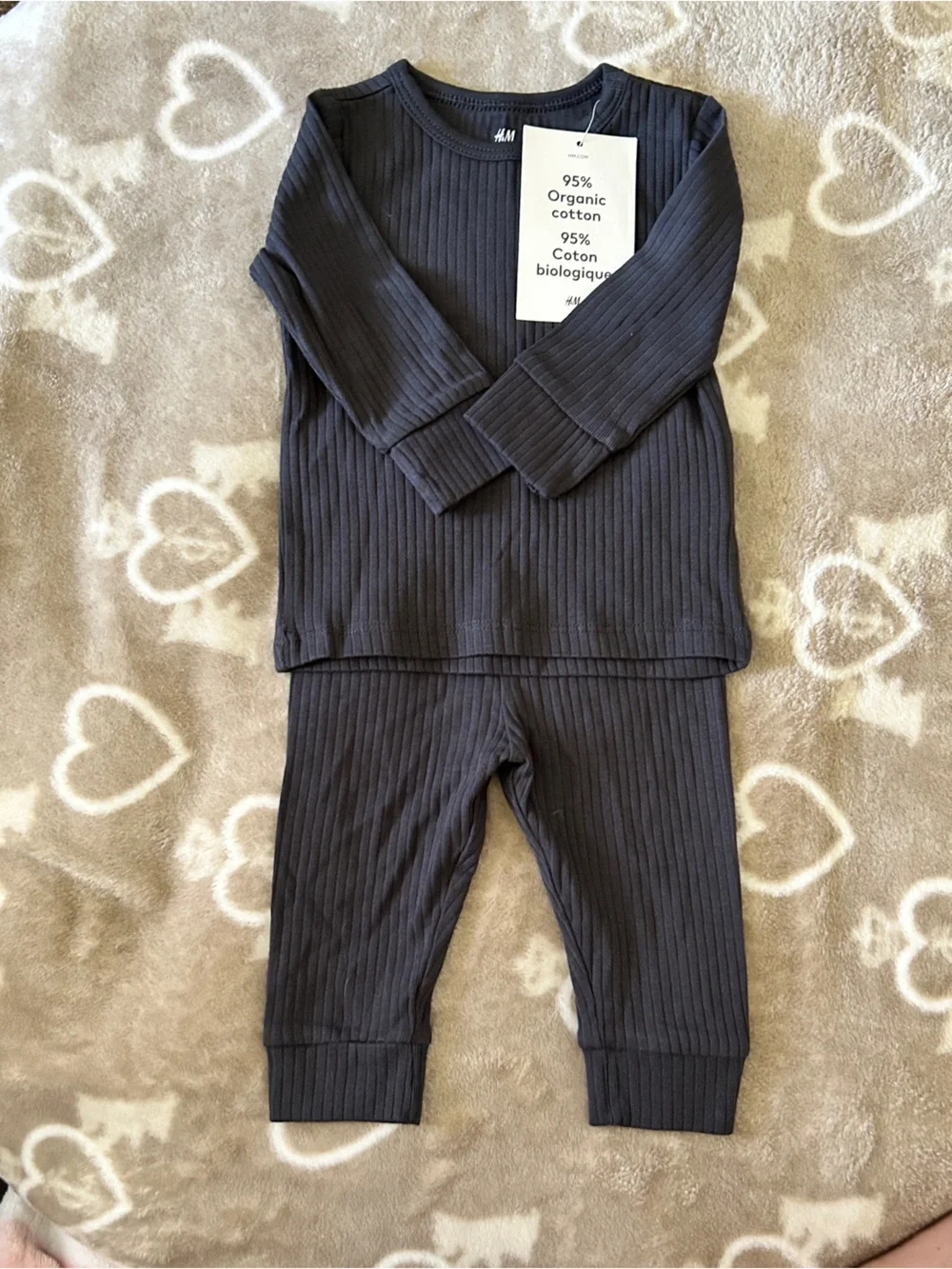 H&M Ribbed Long-Sleeve One-Piece Bodysuit - Black